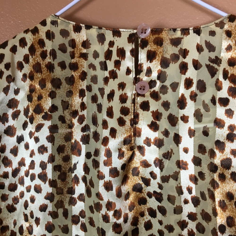 VINTAGE / Cheetah Print + Gold Blouse - Picture 5 of 7